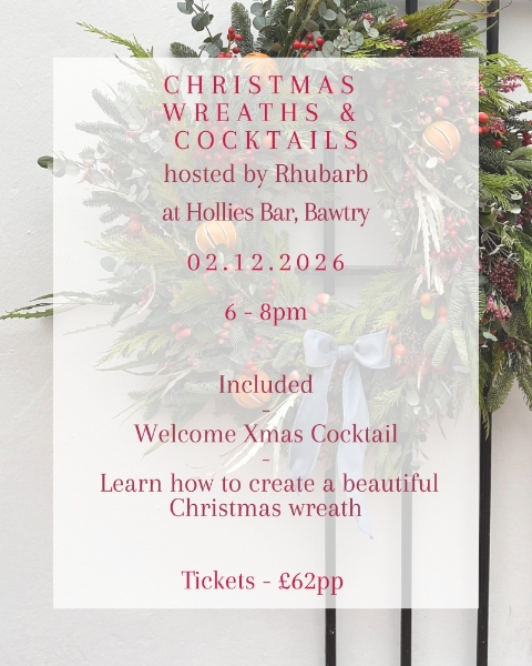 Christmas Wreath and Cocktails with Rhubarb X Hollies Bar