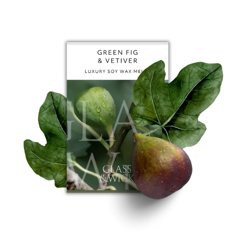 Green Fig & Vetiver Soy Wax Melts  Glass & Wick
