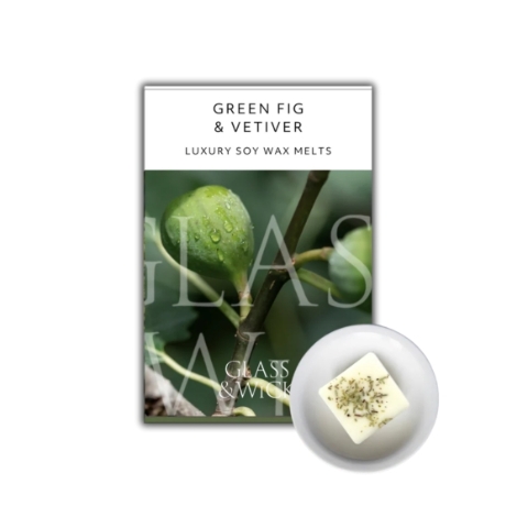 Green Fig & Vetiver Soy Wax Melts  Glass & Wick