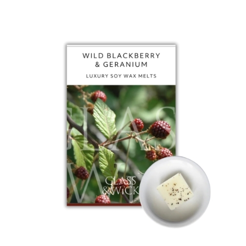 Wild Blackberry & Geranium Soy Wax Melts  Glass & Wick
